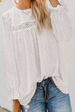 Swiss Dot Hollow Out Ruffle Sleeve Blouse