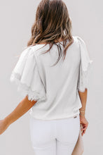 Satin Lace Flutter Sleeve Top