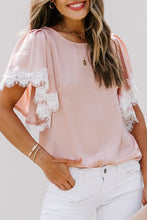 Satin Lace Flutter Sleeve Top