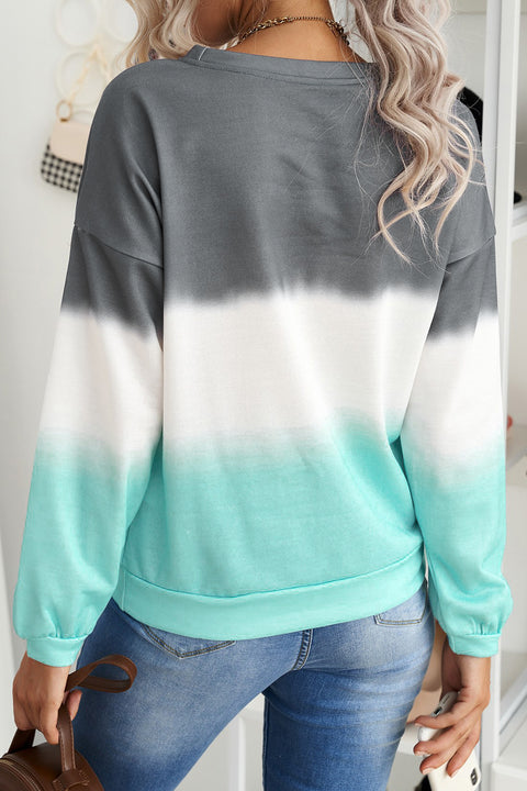 Color Block Tie Dye Pullover Sweatshirt