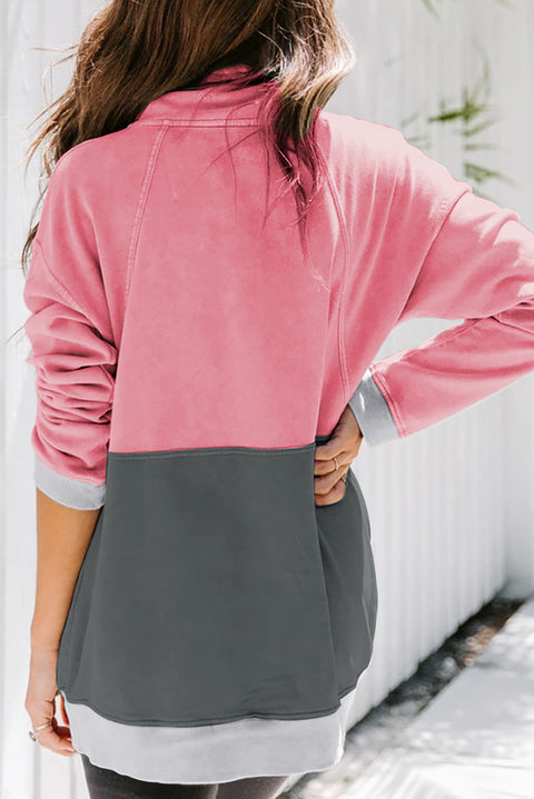 Zipped Colorblock Sweatshirt with Pockets