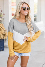 Chevron Waffle Colorblock Pullover Sweatshirt