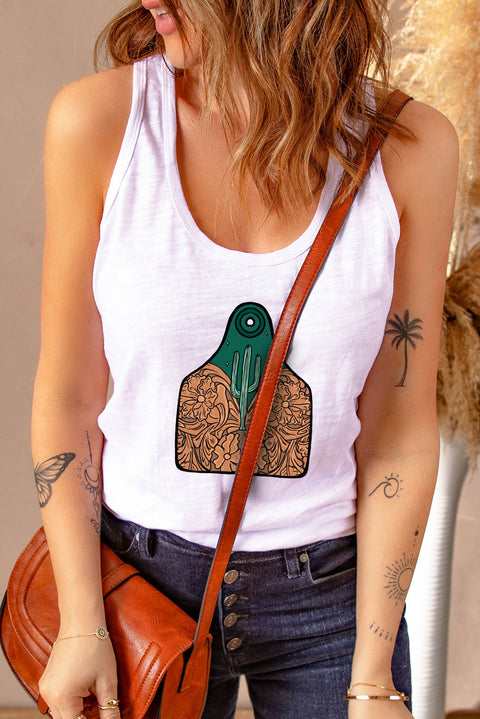 Letters Sunflower Graphic Tank Top