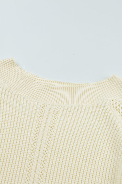 Beige Plain Off Shoulder Knit Pullover Sweater