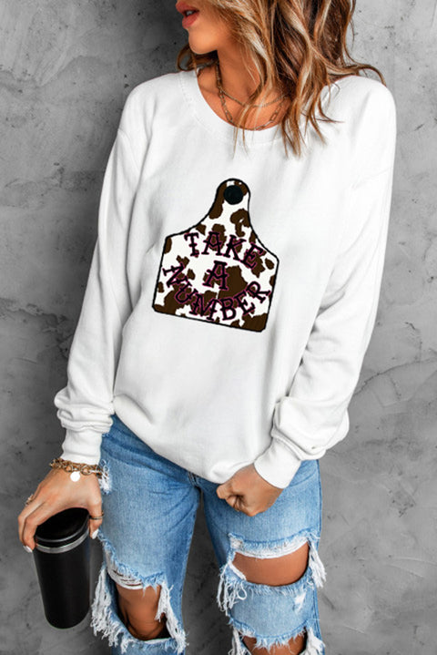 COWBOY take me away Graphic White Sweatshirt