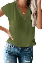 V Neck Lace Trim T-shirt