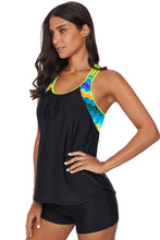 Blouson Striped Printed Strappy T-Back Push up Tankini Top