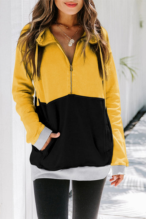 Zipped Colorblock Sweatshirt with Pockets