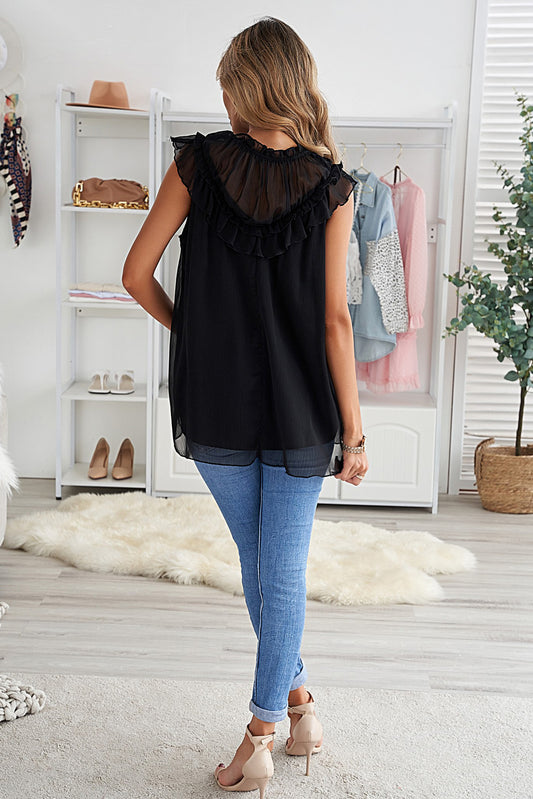 Frilled Detail Tulle Tank Top