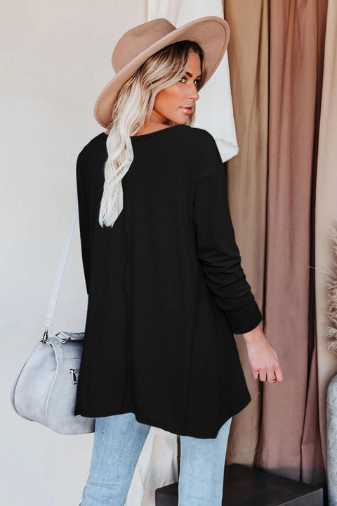 Asymmetric Hemline Long Sleeve Top - HannaBanna Clothing