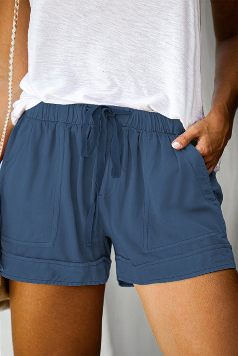 Elastic Waist Drawstring Pocket Shorts