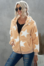 Camo Print Zipper Fleece Hooded Coat with Pockets