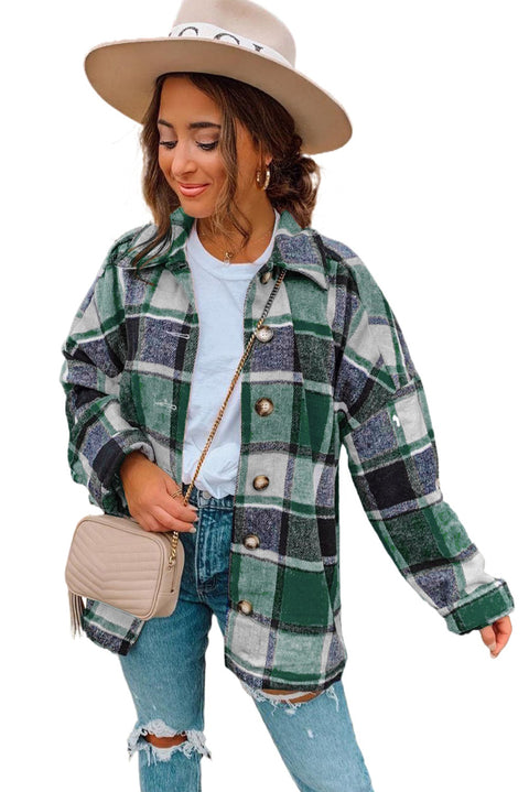 Plaid Print Buttoned Shirt Jacket