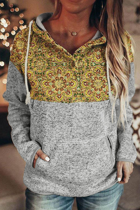 Sudadera con capucha y bolsillo vintage con estampado tribal 