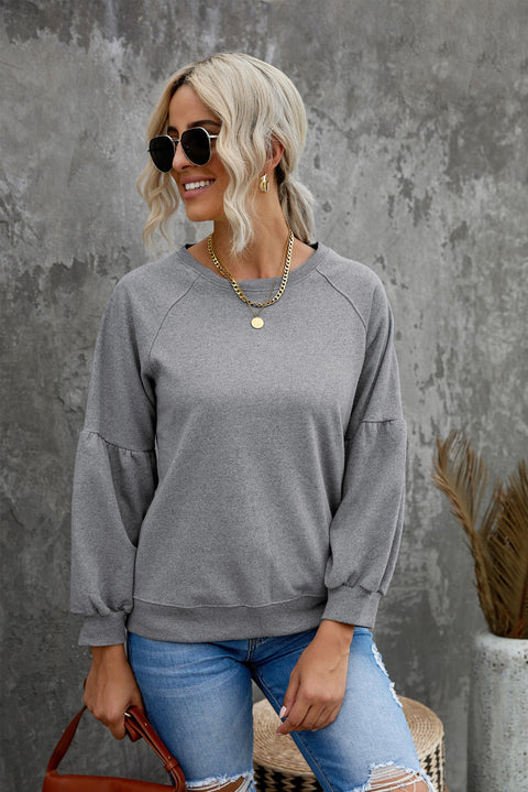 Raglan Patchwork Sleeve Pullover Sweatshirt