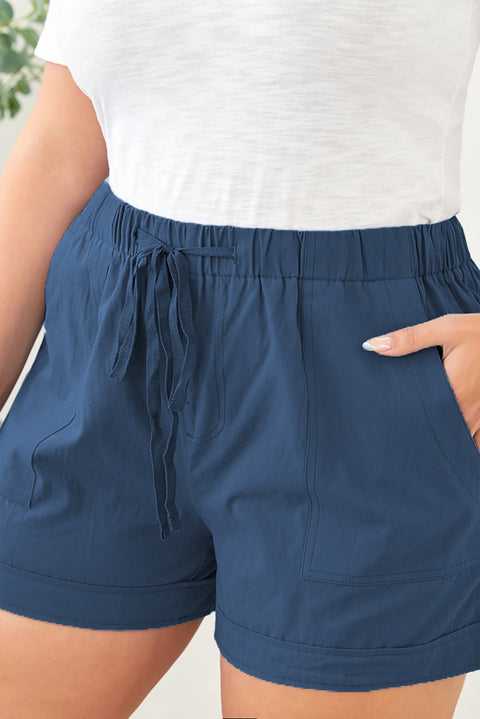 Elastic Waist Drawstring Pocket Shorts