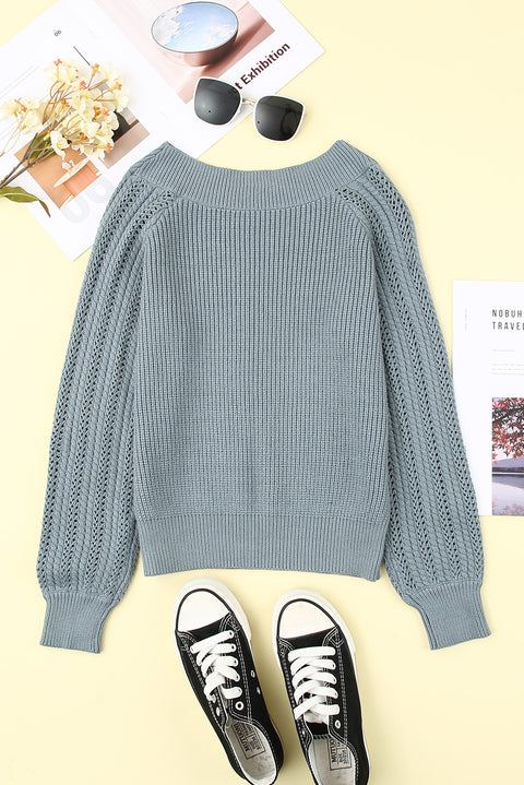 Beige Plain Off Shoulder Knit Pullover Sweater