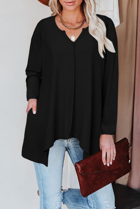 Asymmetric Hemline Long Sleeve Top - HannaBanna Clothing