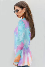 Tie-dye Print Zipper Pullover Top