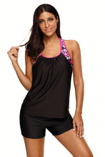 Blouson Style Floral T-back Tankini Top