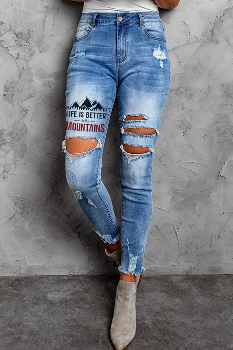 Medium Wash Distressed Skinny Ankle Jeans