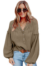 Casual Balloon Sleeve Crinkled Top