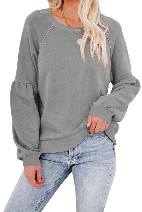 Raglan Patchwork Sleeve Pullover Sweatshirt