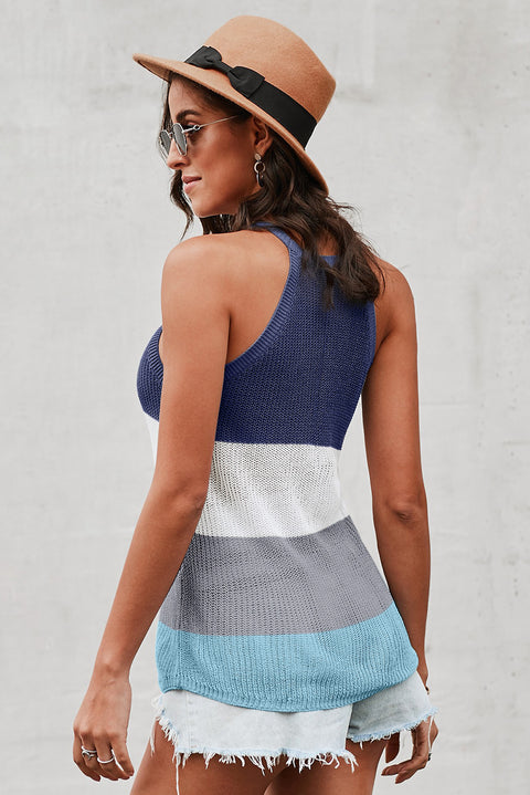 Color Block Striped Knit Tank Top