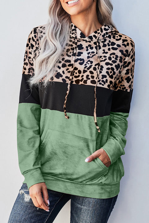 Sudadera con capucha y diseño teñido anudado con estampado de leopardo