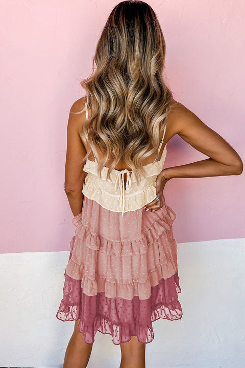 Ombre Swiss Dot Ruffled Tiered Mini Dress