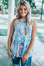 Floral Print Tank Top with Ruffles