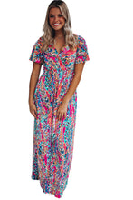 Wrap V Neck Floral Maxi Dress