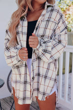 Oversized Plaid Pattern Shacket with Slits