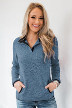 Heathered Turn-down Collar Pullover Sweatshirt