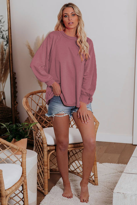 Plain Relaxed Fit Crew Neck Pullover Sweatshirt