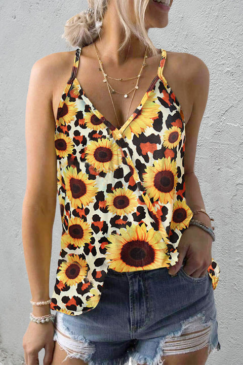 Tropical Plant Print Tank Top