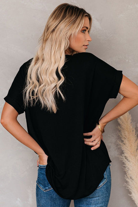 Short Sleeves Drape Knit Top