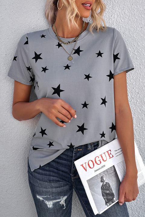 Star Print Crew Neck T-shirt