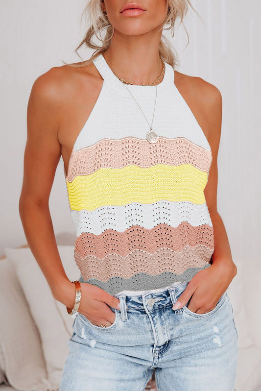 Khaki Knit Colorblock Tank Top