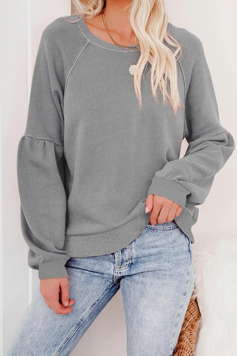 Raglan Patchwork Sleeve Pullover Sweatshirt