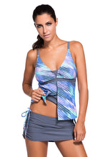 Blue Colorblock Tankini Skort Bottom Swimsuit