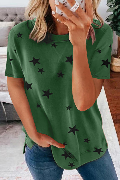 Camiseta con cuello redondo y estampado de estrellas