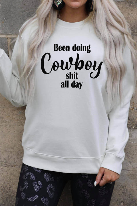 COWBOY take me away Graphic White Sweatshirt