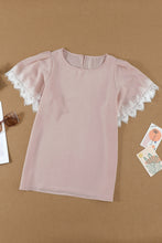 Satin Lace Flutter Sleeve Top