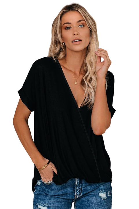 Short Sleeves Drape Knit Top