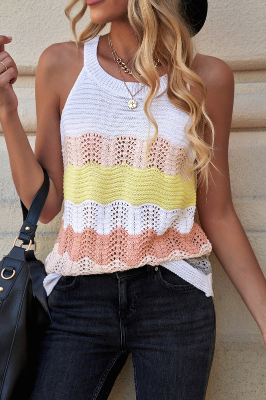 Khaki Knit Colorblock Tank Top