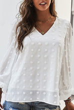 Swiss Dot Bubble Sleeve Blouse