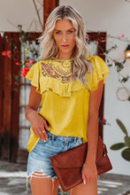 Lace Splicing Ruffled Short Sleeve T-shirt