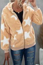 Camo Print Zipper Fleece Hooded Coat with Pockets