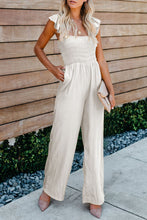 Flutter Sleeve Smocked Wide Leg Jumpsuit